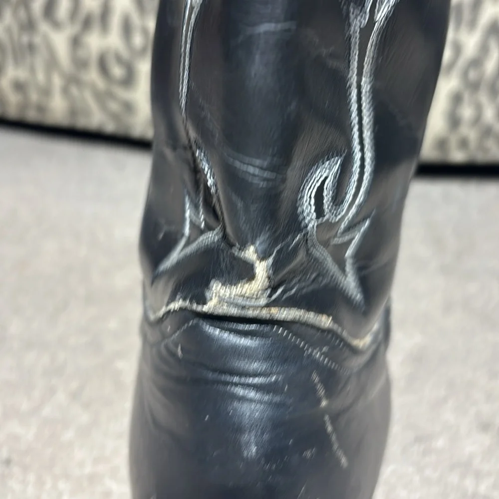 Longhorn Cowboy Boots Flacks leather fancy stitched equestrian boots mens 10EE